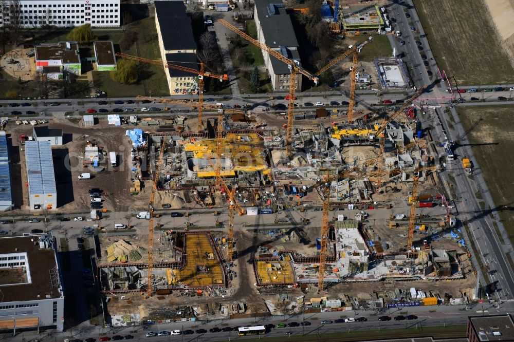 Berlin from above - Construction site to build a new office and commercial building Allianz Campus Berlin in the district Johannisthal - Adlershof in Berlin