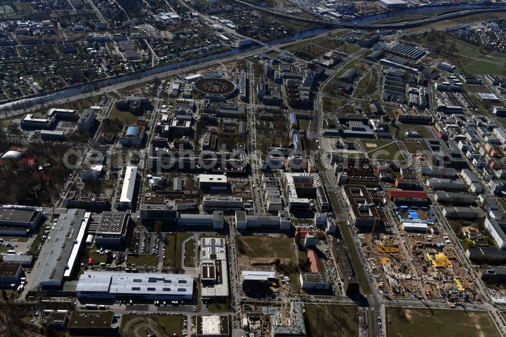 Aerial photograph Berlin - Construction site to build a new office and commercial building Allianz Campus Berlin in the district Johannisthal - Adlershof in Berlin