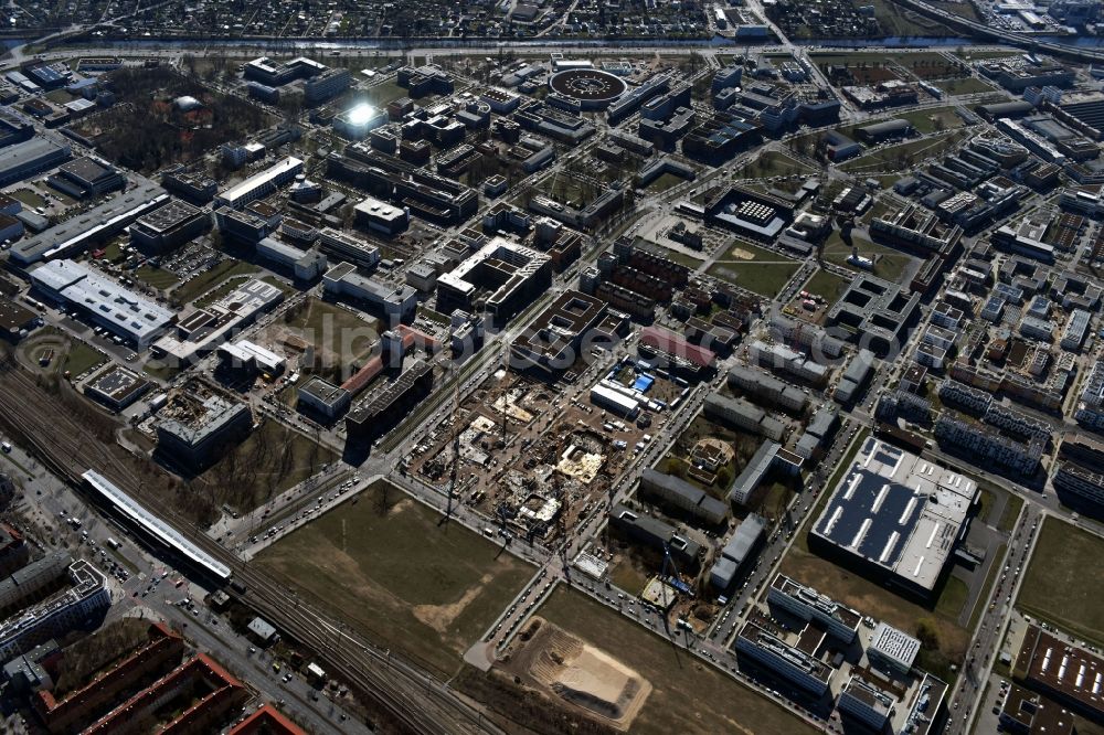 Berlin from above - Construction site to build a new office and commercial building Allianz Campus Berlin in the district Johannisthal - Adlershof in Berlin