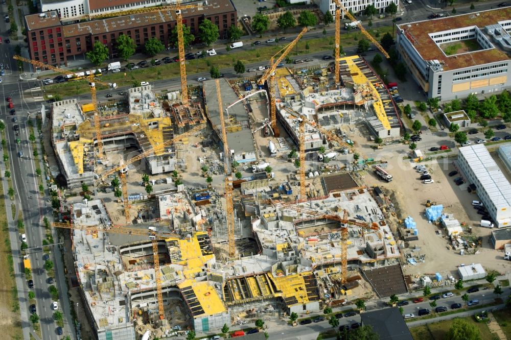 Aerial image Berlin - Construction site to build a new office and commercial building Allianz Campus Berlin in the district Johannisthal - Adlershof in Berlin