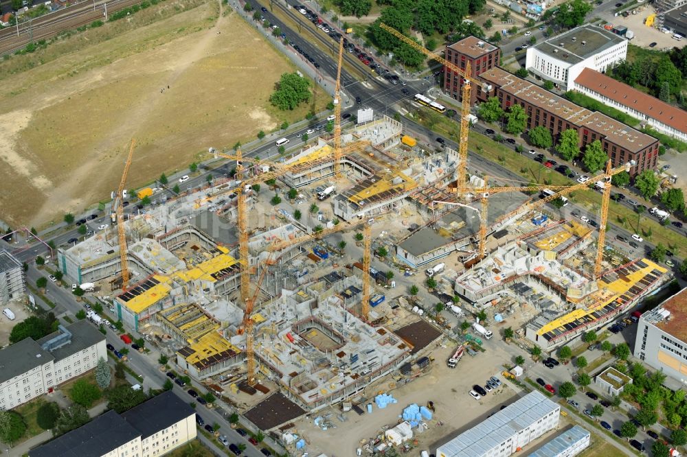 Aerial photograph Berlin - Construction site to build a new office and commercial building Allianz Campus Berlin in the district Johannisthal - Adlershof in Berlin