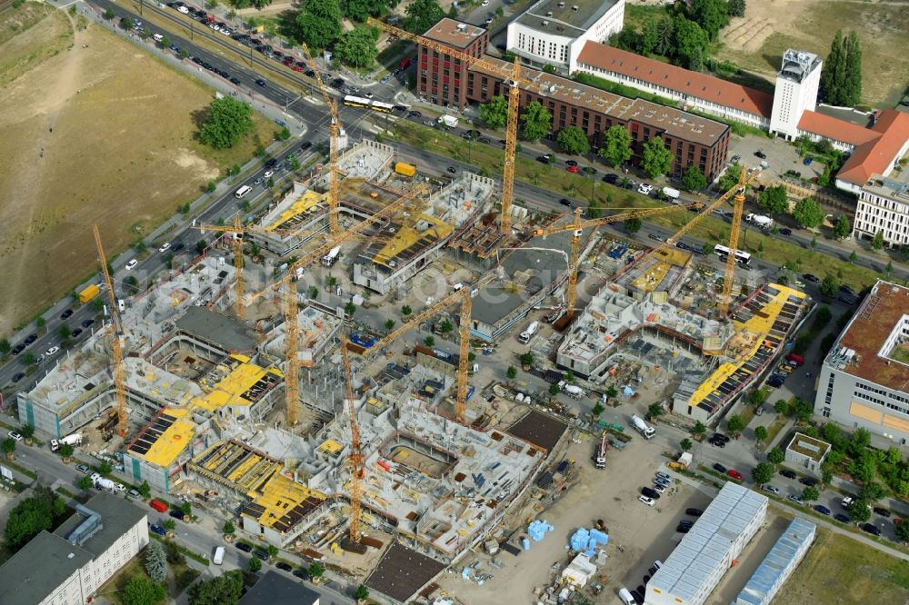 Berlin from above - Construction site to build a new office and commercial building Allianz Campus Berlin in the district Johannisthal - Adlershof in Berlin