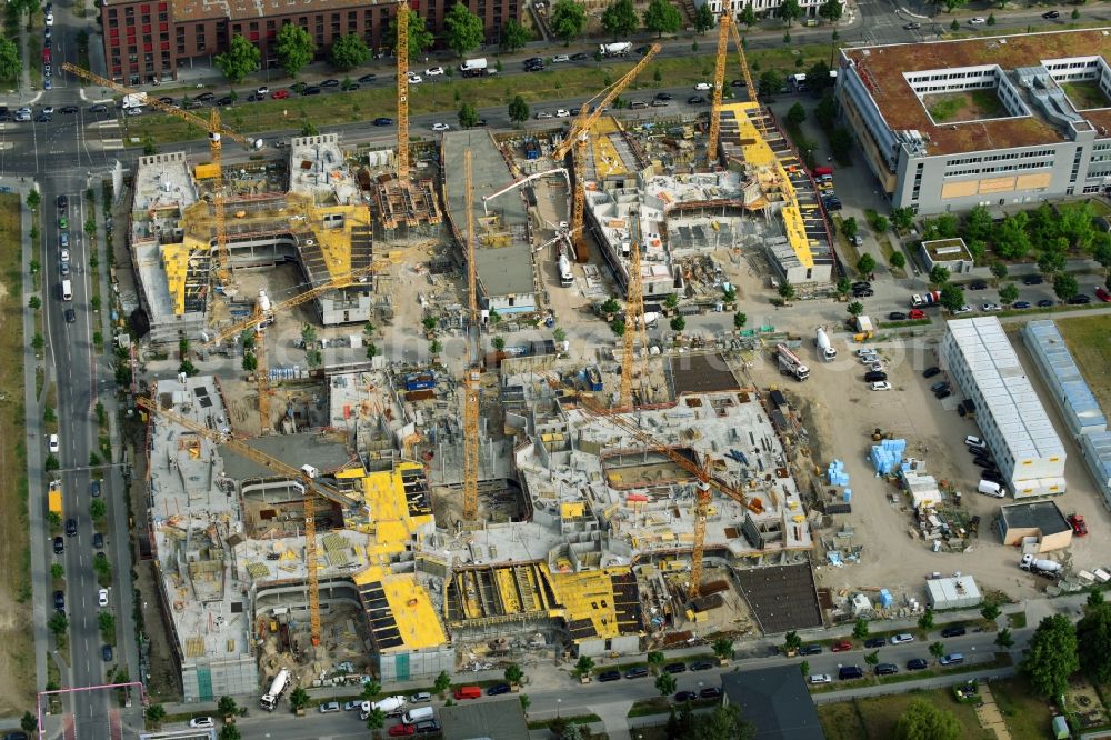 Aerial image Berlin - Construction site to build a new office and commercial building Allianz Campus Berlin in the district Johannisthal - Adlershof in Berlin