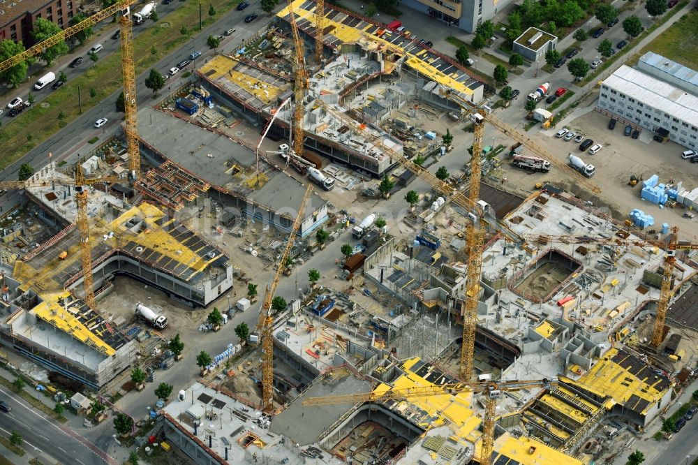 Aerial image Berlin - Construction site to build a new office and commercial building Allianz Campus Berlin in the district Johannisthal - Adlershof in Berlin