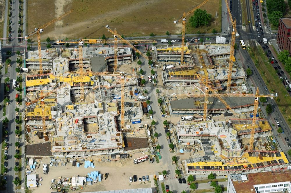 Berlin from above - Construction site to build a new office and commercial building Allianz Campus Berlin in the district Johannisthal - Adlershof in Berlin