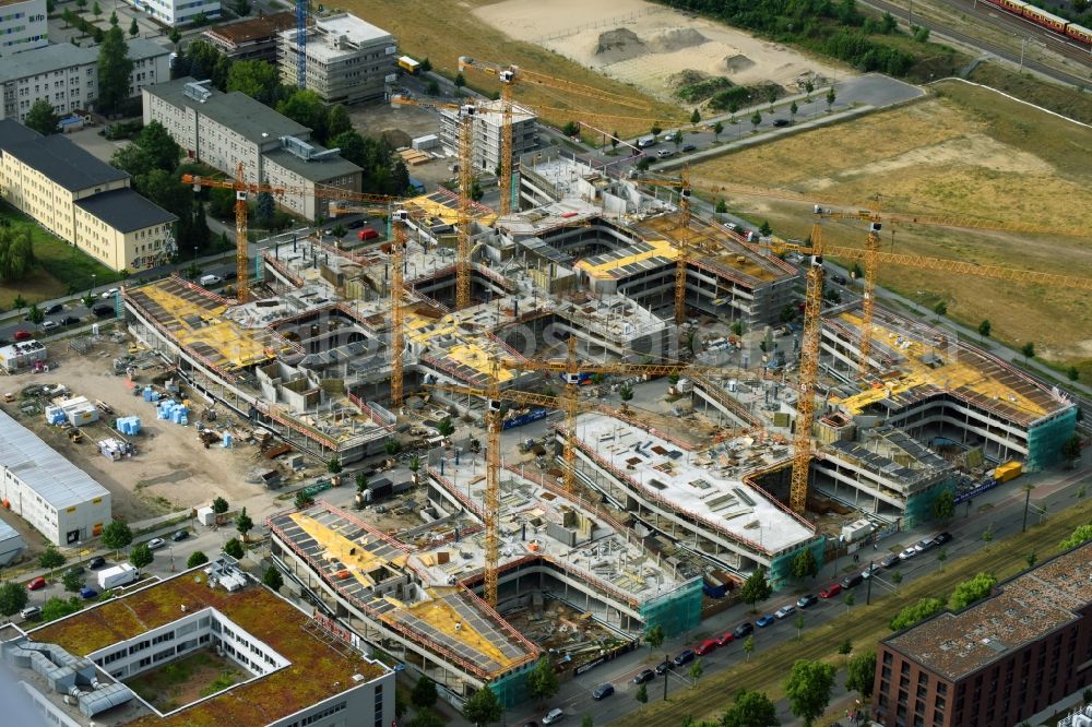 Aerial image Berlin - Construction site to build a new office and commercial building Allianz Campus Berlin in the district Johannisthal - Adlershof in Berlin