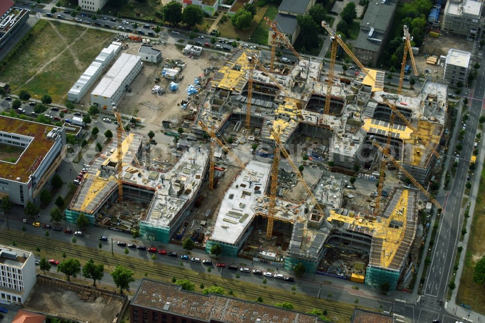 Berlin from above - Construction site to build a new office and commercial building Allianz Campus Berlin in the district Johannisthal - Adlershof in Berlin