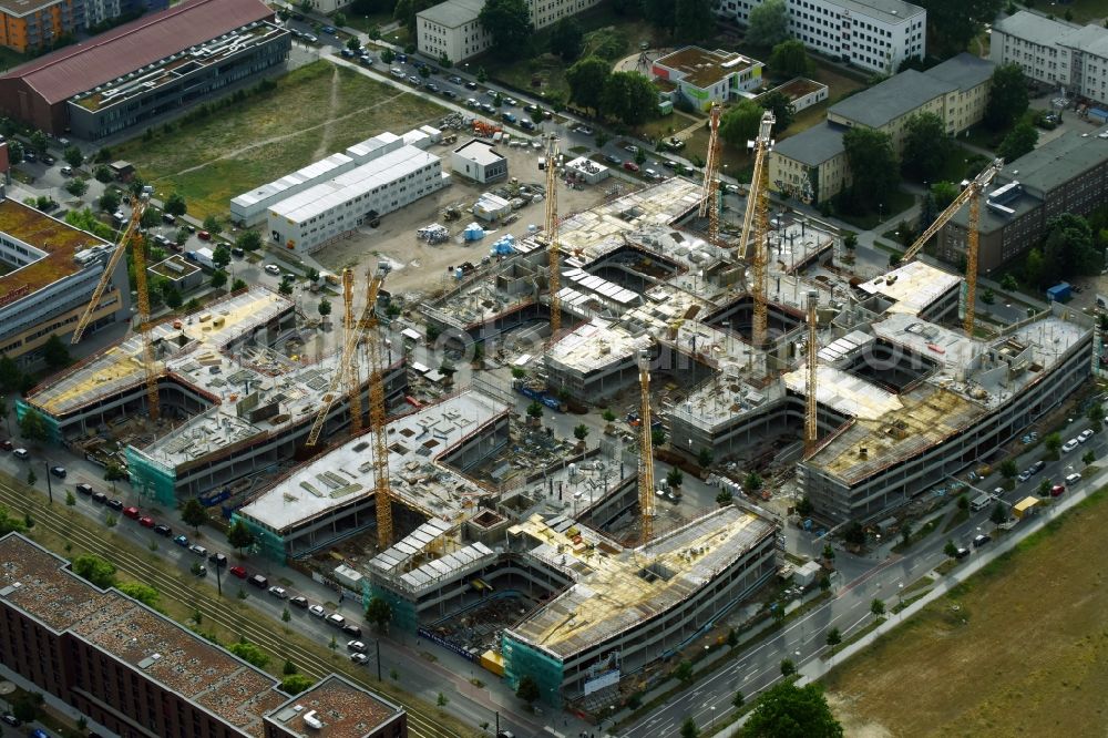 Aerial image Berlin - Construction site to build a new office and commercial building Allianz Campus Berlin in the district Johannisthal - Adlershof in Berlin