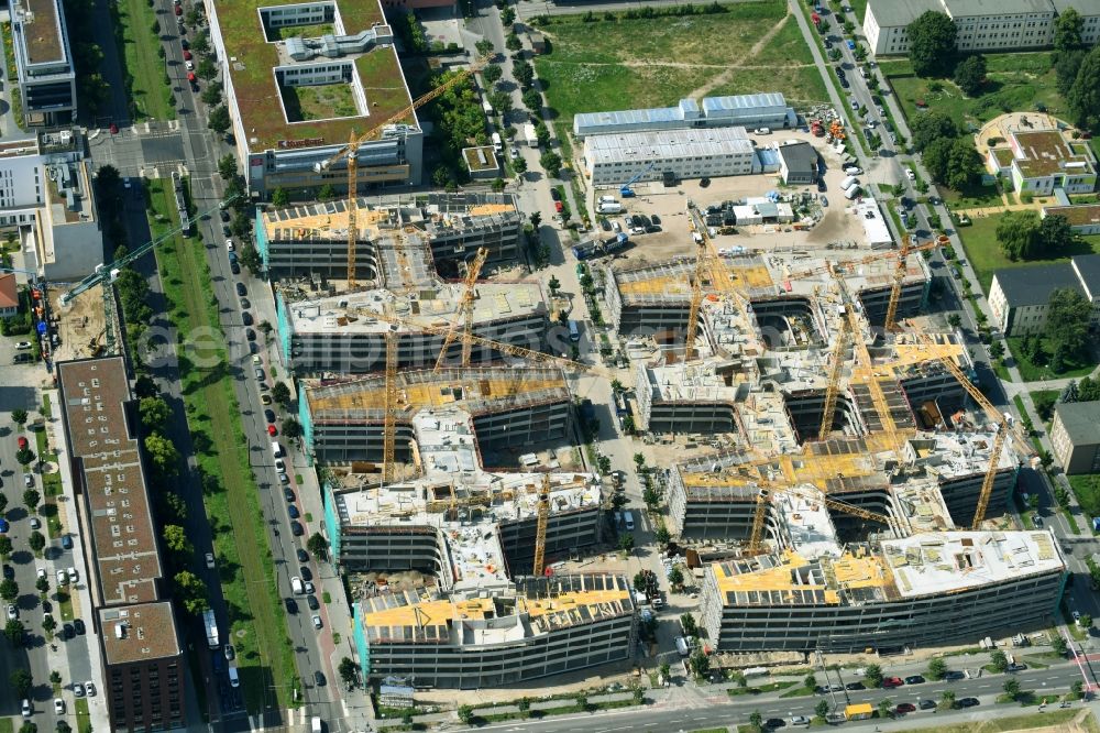 Aerial image Berlin - Construction site to build a new office and commercial building Allianz Campus Berlin in the district Johannisthal - Adlershof in Berlin