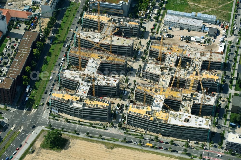 Berlin from above - Construction site to build a new office and commercial building Allianz Campus Berlin in the district Johannisthal - Adlershof in Berlin