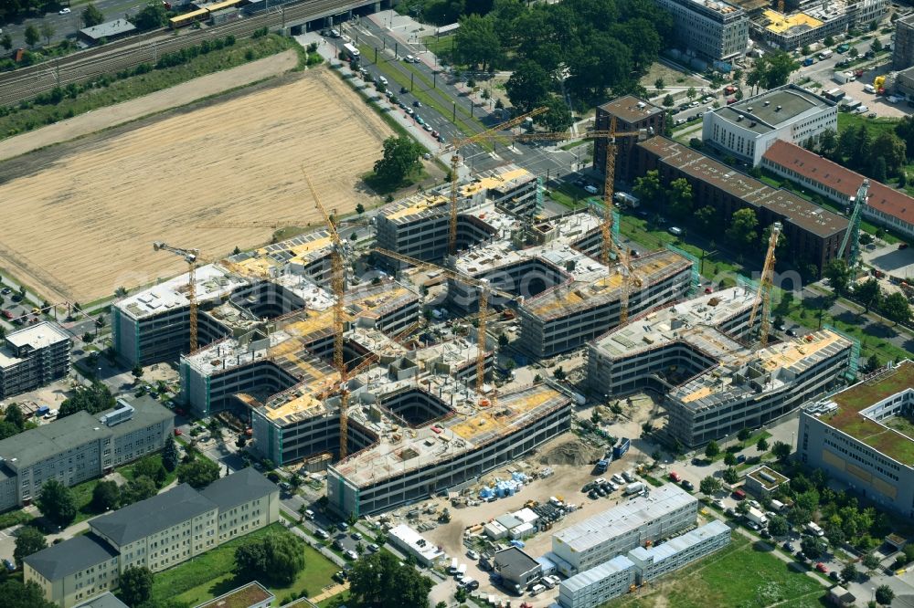 Berlin from above - Construction site to build a new office and commercial building Allianz Campus Berlin in the district Johannisthal - Adlershof in Berlin