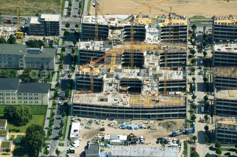 Aerial photograph Berlin - Construction site to build a new office and commercial building Allianz Campus Berlin in the district Johannisthal - Adlershof in Berlin