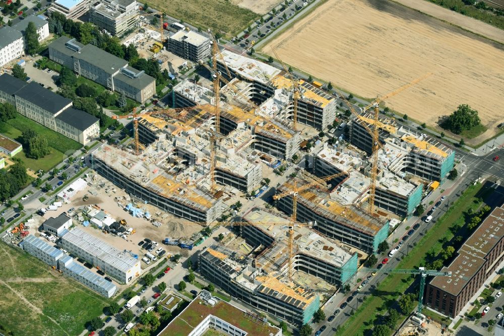 Aerial image Berlin - Construction site to build a new office and commercial building Allianz Campus Berlin in the district Johannisthal - Adlershof in Berlin