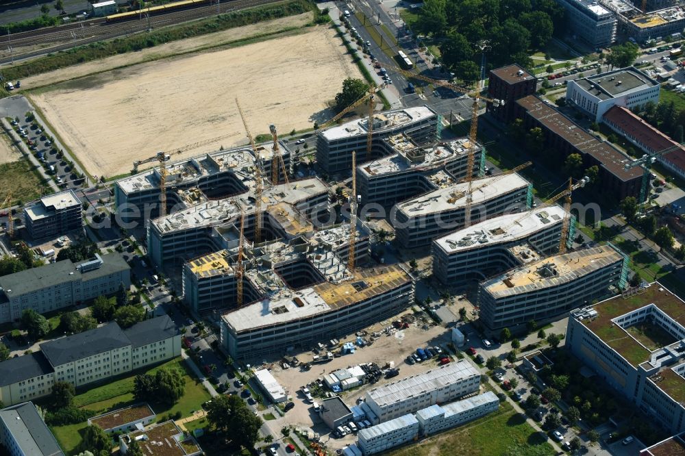 Aerial image Berlin - Construction site to build a new office and commercial building Allianz Campus Berlin in the district Johannisthal - Adlershof in Berlin