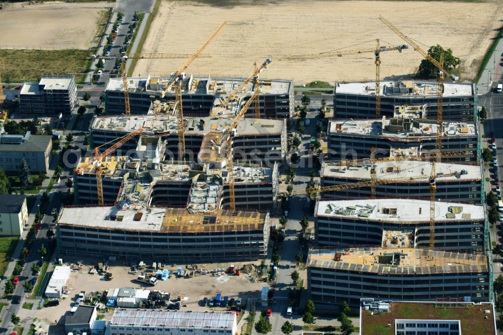 Berlin from above - Construction site to build a new office and commercial building Allianz Campus Berlin in the district Johannisthal - Adlershof in Berlin