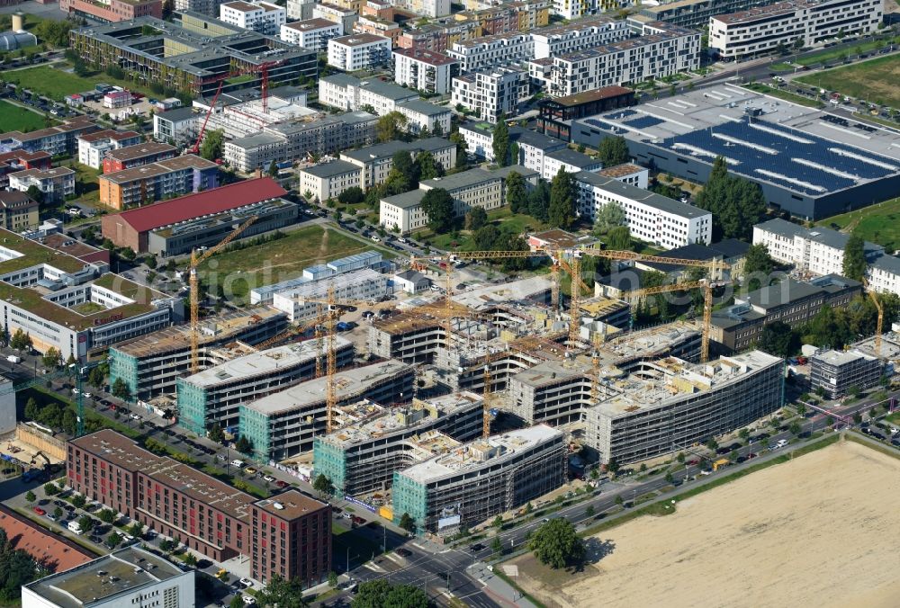 Aerial image Berlin - Construction site to build a new office and commercial building Allianz Campus Berlin in the district Johannisthal - Adlershof in Berlin