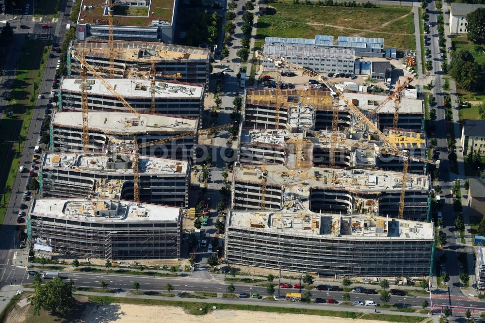 Aerial photograph Berlin - Construction site to build a new office and commercial building Allianz Campus Berlin in the district Johannisthal - Adlershof in Berlin