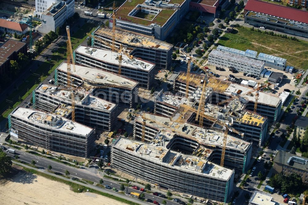 Berlin from above - Construction site to build a new office and commercial building Allianz Campus Berlin in the district Johannisthal - Adlershof in Berlin