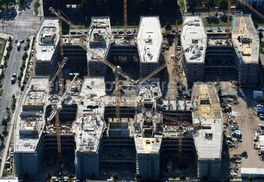 Aerial image Berlin - Construction site to build a new office and commercial building Allianz Campus Berlin in the district Johannisthal - Adlershof in Berlin