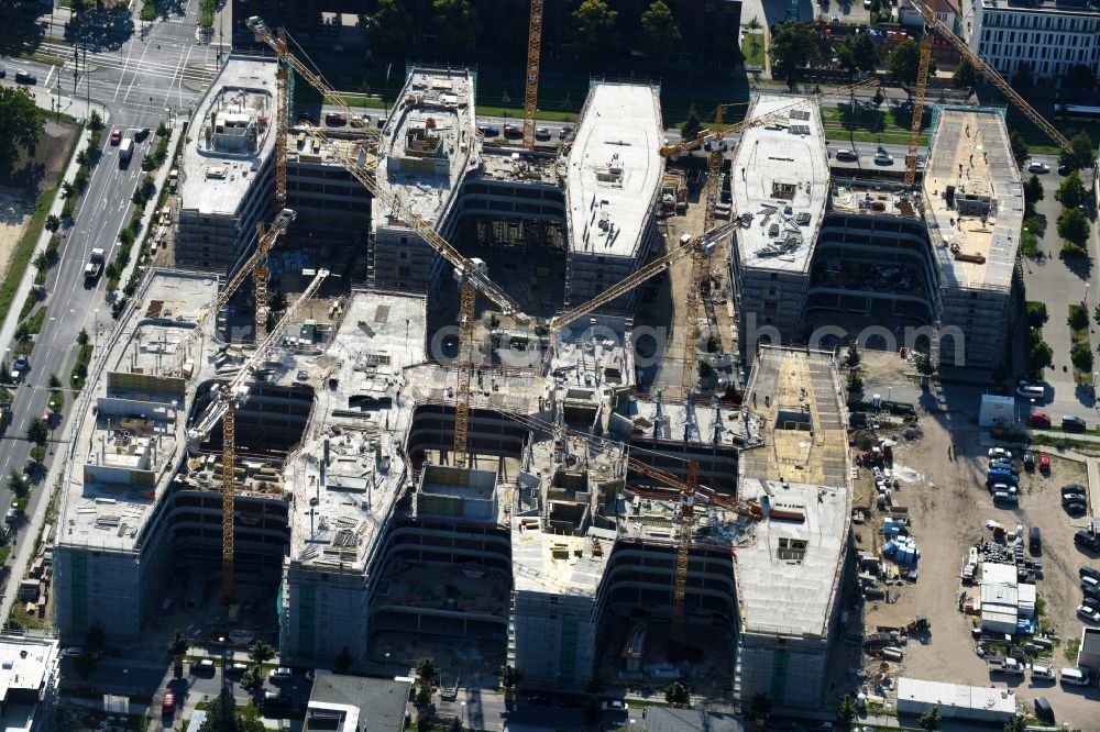 Aerial photograph Berlin - Construction site to build a new office and commercial building Allianz Campus Berlin in the district Johannisthal - Adlershof in Berlin