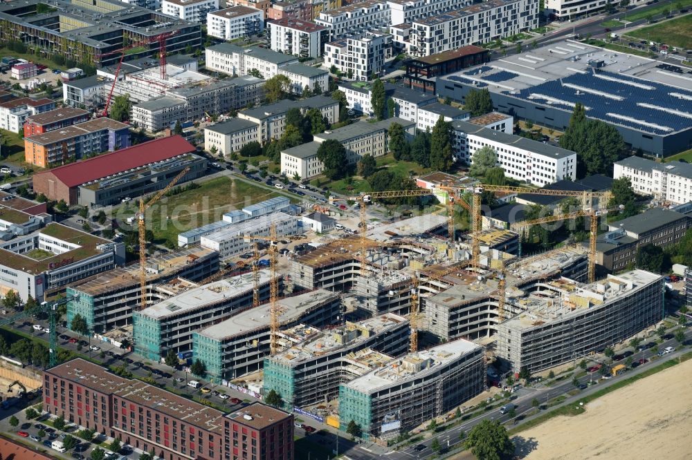 Berlin from above - Construction site to build a new office and commercial building Allianz Campus Berlin in the district Johannisthal - Adlershof in Berlin