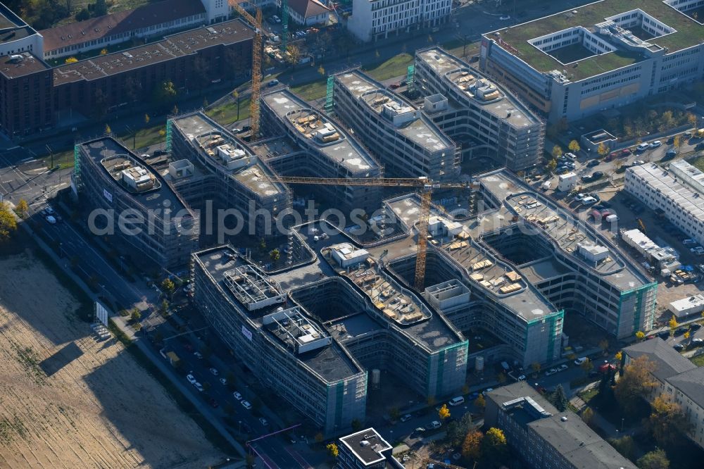 Berlin from above - Construction site to build a new office and commercial building Allianz Campus Berlin in the district Johannisthal - Adlershof in Berlin