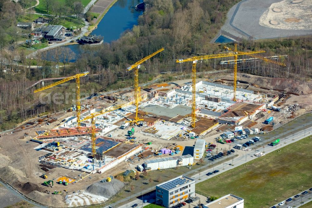 Aerial photograph Dortmund - Construction site to build a new office and commercial building of Amprion GmbH on Robert-Schuman-Strasse in the district Hoerde in Dortmund in the state North Rhine-Westphalia