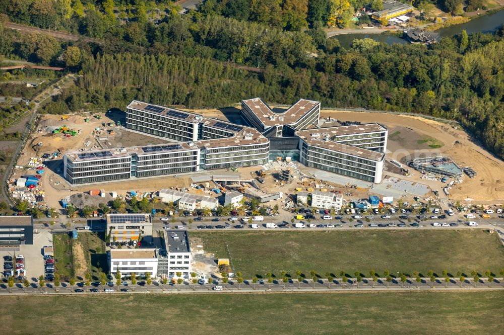 Dortmund from above - Construction site to build a new office and commercial building of Amprion GmbH on Robert-Schuman-Strasse in the district Hoerde in Dortmund in the state North Rhine-Westphalia