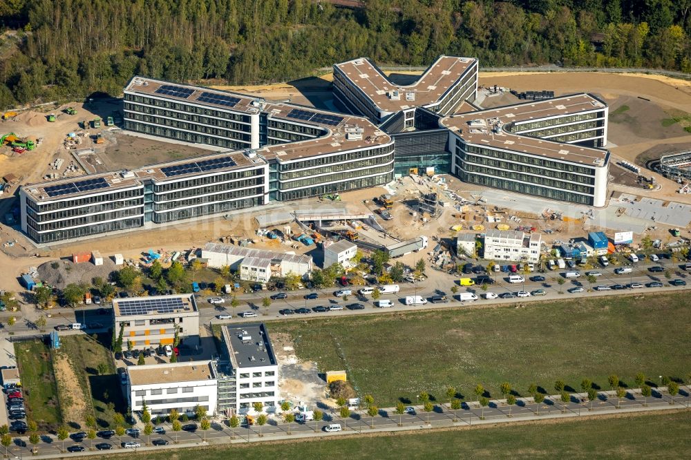 Dortmund from the bird's eye view: Construction site to build a new office and commercial building of Amprion GmbH on Robert-Schuman-Strasse in the district Hoerde in Dortmund in the state North Rhine-Westphalia