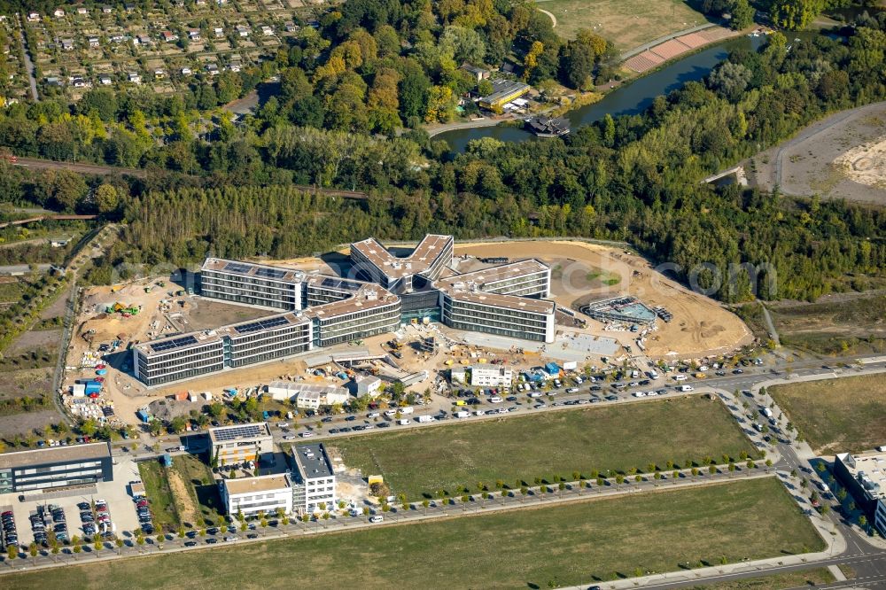 Dortmund from above - Construction site to build a new office and commercial building of Amprion GmbH on Robert-Schuman-Strasse in the district Hoerde in Dortmund in the state North Rhine-Westphalia