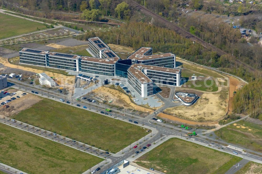 Dortmund from the bird's eye view: Construction site to build a new office and commercial building of Amprion GmbH on Robert-Schuman-Strasse in the district Hoerde in Dortmund in the state North Rhine-Westphalia