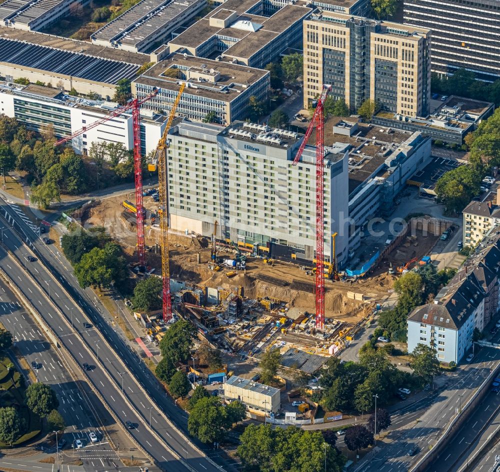 Düsseldorf from above - Construction site to build a new office and commercial building Eclipse at the Kennedydamm in Duesseldorf in the state North Rhine-Westphalia, Germany