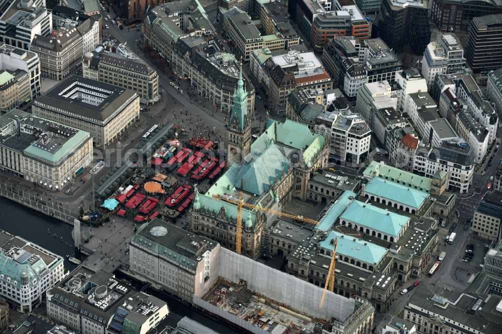 Hamburg from above - Construction site to build a new office and commercial building on Alter Wall in Hamburg, Germany