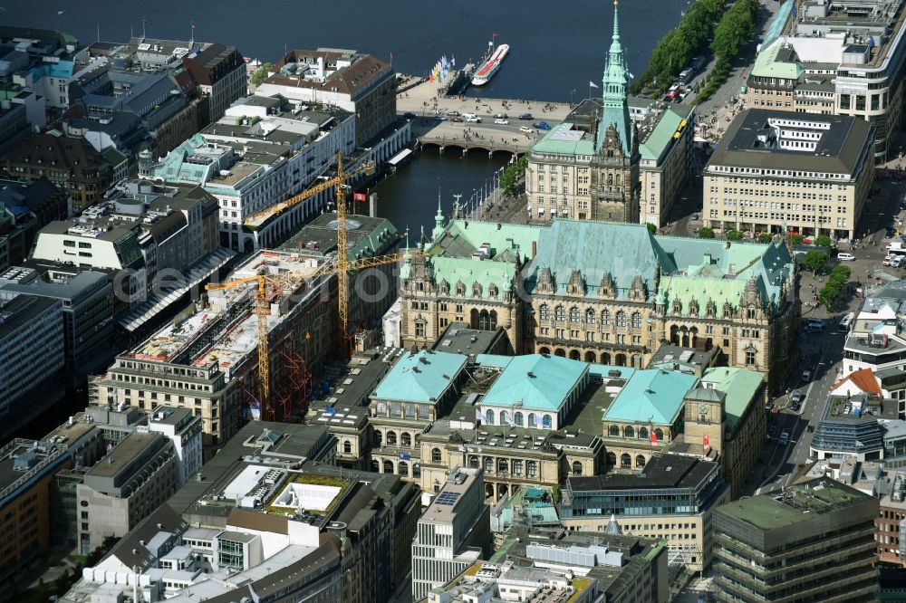 Aerial photograph Hamburg - Construction site to build a new office and commercial building on Alter Wall in Hamburg, Germany