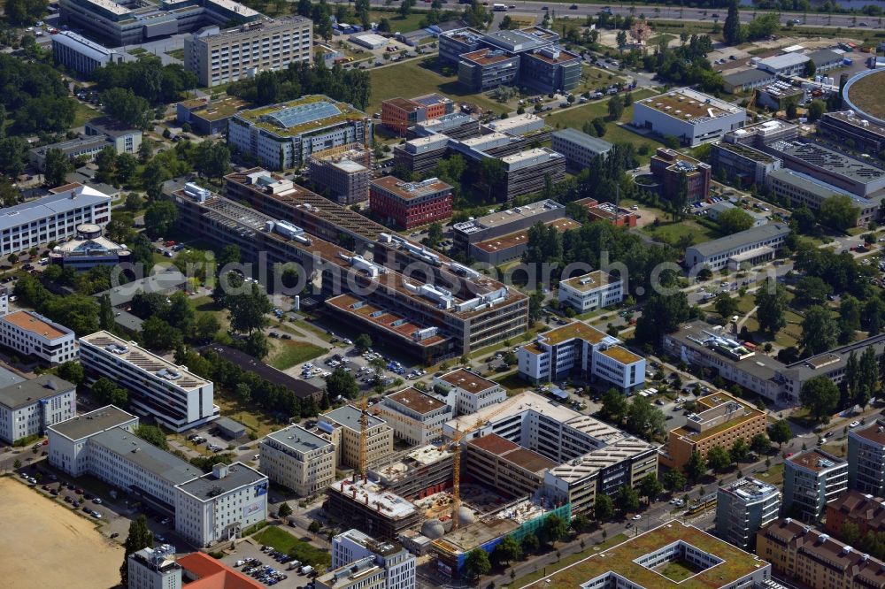 Berlin OT Adlershof from above - Construction site for new office and retail building EUROPA-CENTER III at Rudow Chaussee in Berlin - Adlershof