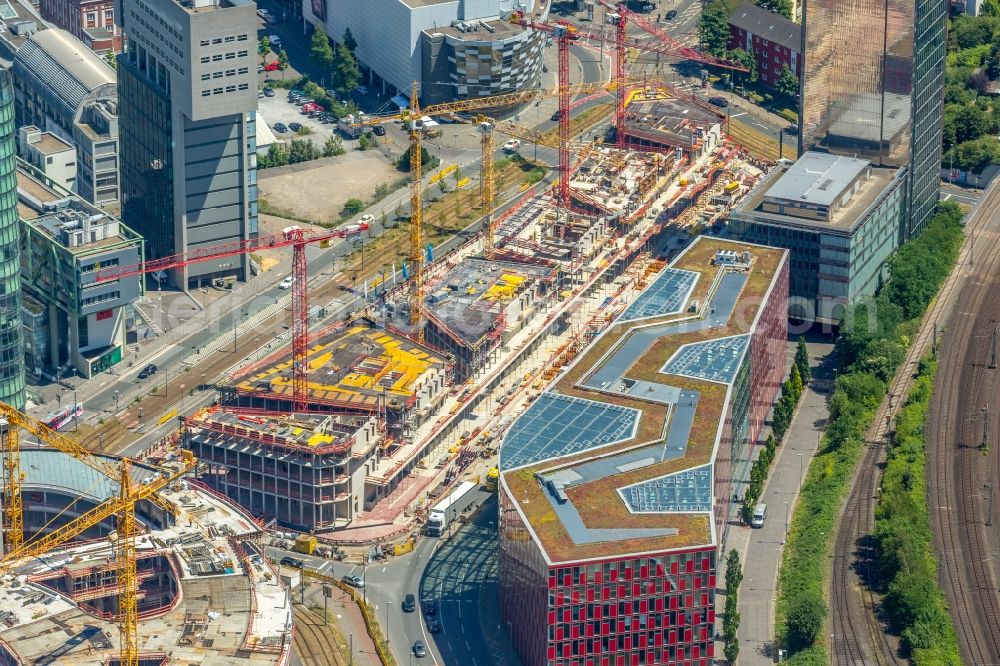 Düsseldorf from above - Construction site to build a new office and commercial building FLOAT between Franzsiusstrasse and Holzstrasse in Duesseldorf in the state North Rhine-Westphalia, Germany