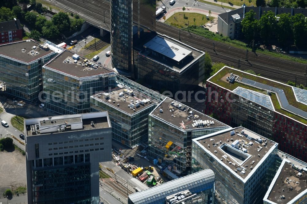 Düsseldorf from above - Construction site to build a new office and commercial building FLOAT between Franzsiusstrasse and Holzstrasse in Duesseldorf in the state North Rhine-Westphalia, Germany