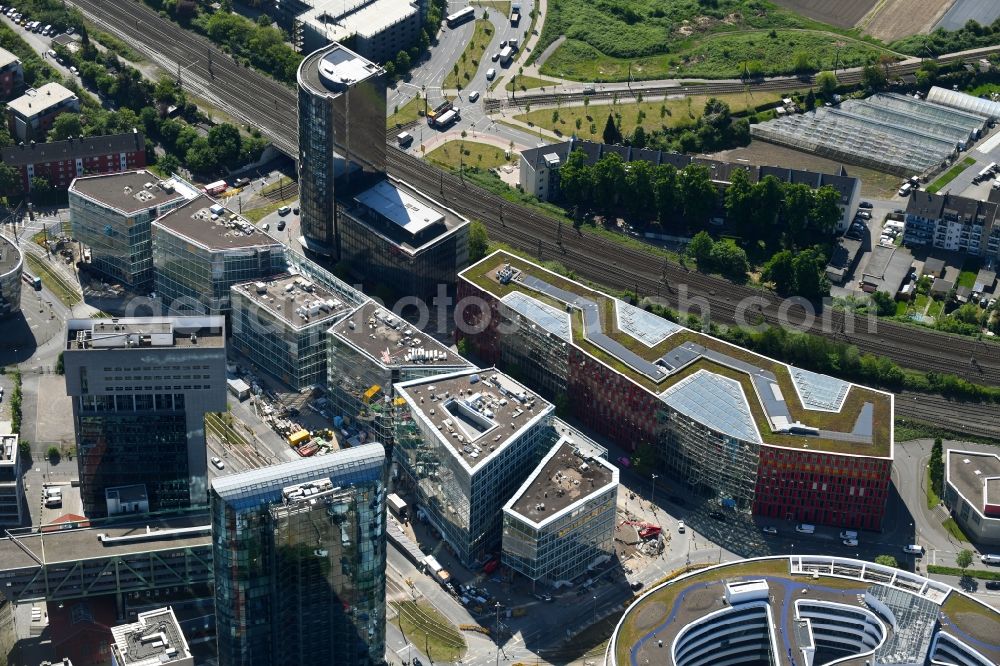 Aerial photograph Düsseldorf - Construction site to build a new office and commercial building FLOAT between Franzsiusstrasse and Holzstrasse in Duesseldorf in the state North Rhine-Westphalia, Germany