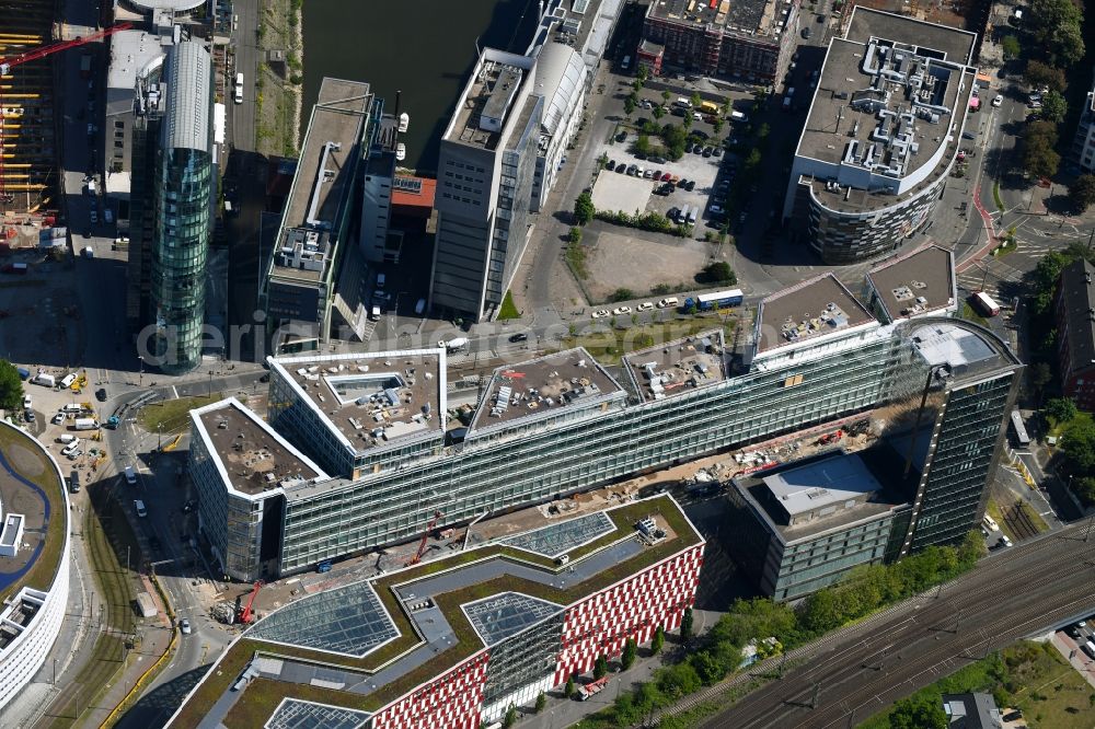 Aerial photograph Düsseldorf - Construction site to build a new office and commercial building FLOAT between Franzsiusstrasse and Holzstrasse in Duesseldorf in the state North Rhine-Westphalia, Germany