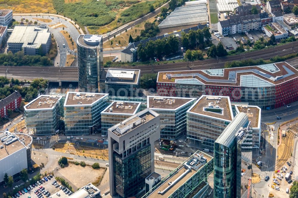 Aerial image Düsseldorf - Construction site to build a new office and commercial building FLOAT between Franzsiusstrasse and Holzstrasse in Duesseldorf in the state North Rhine-Westphalia, Germany