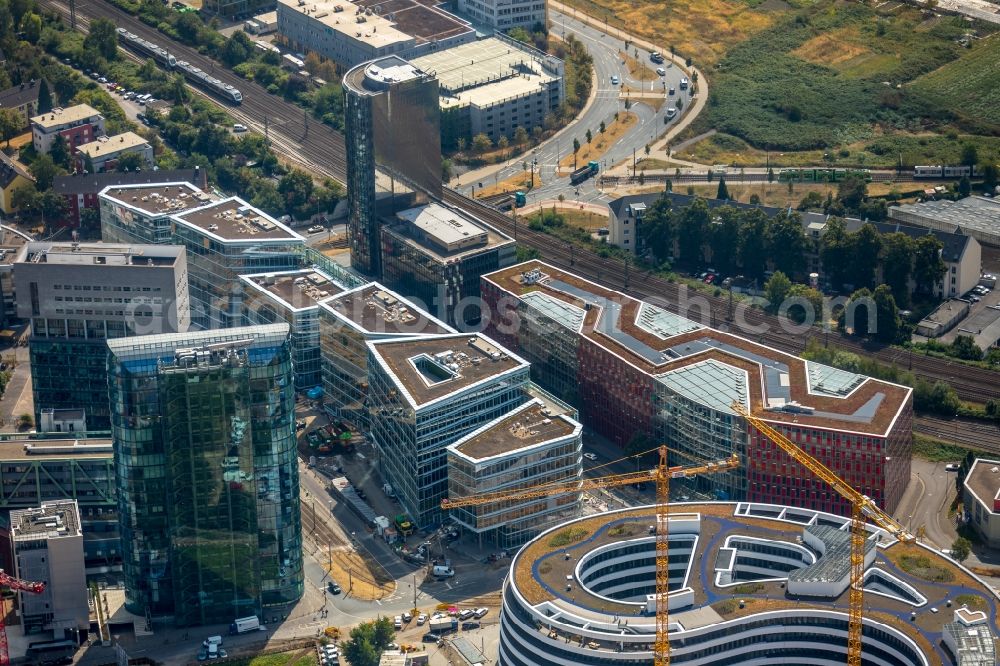 Aerial photograph Düsseldorf - Construction site to build a new office and commercial building FLOAT between Franzsiusstrasse and Holzstrasse in Duesseldorf in the state North Rhine-Westphalia, Germany