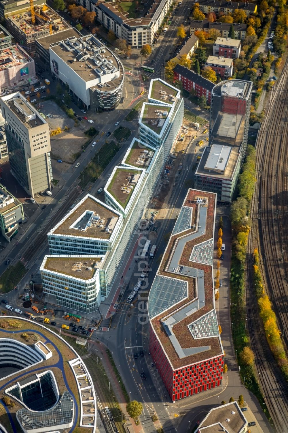 Aerial photograph Düsseldorf - Construction site to build a new office and commercial building FLOAT between Franzsiusstrasse and Holzstrasse in Duesseldorf in the state North Rhine-Westphalia, Germany