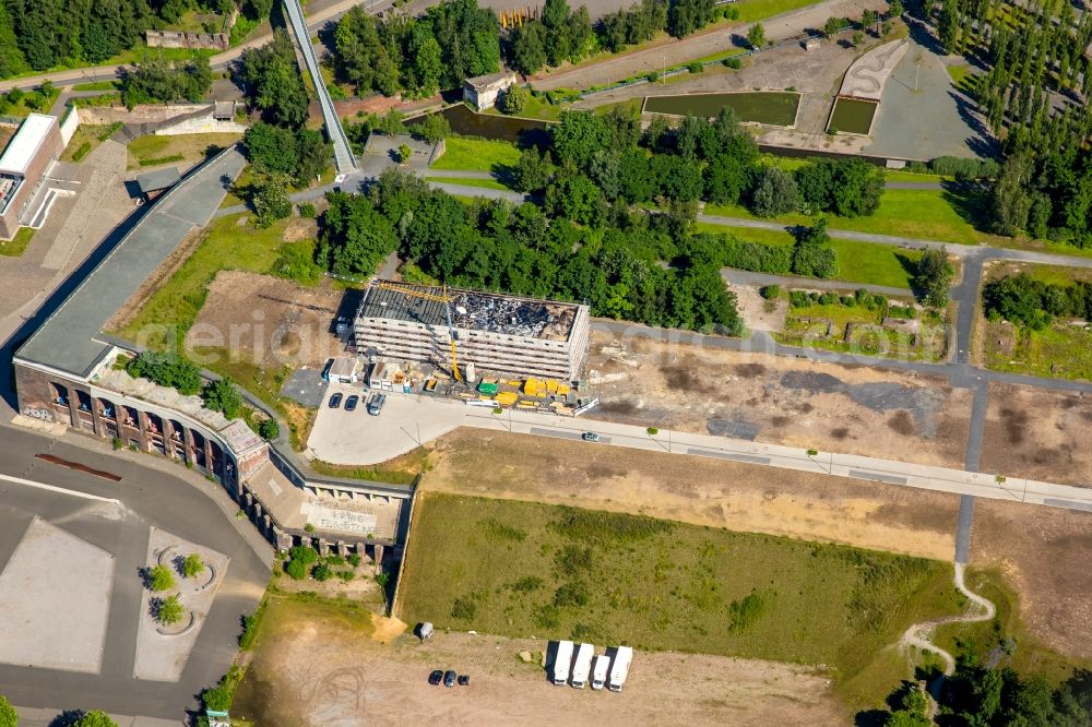 Aerial photograph Bochum - Construction site to build a new office and commercial building on the site of the popular West Park in Bochum in North Rhine-Westphalia