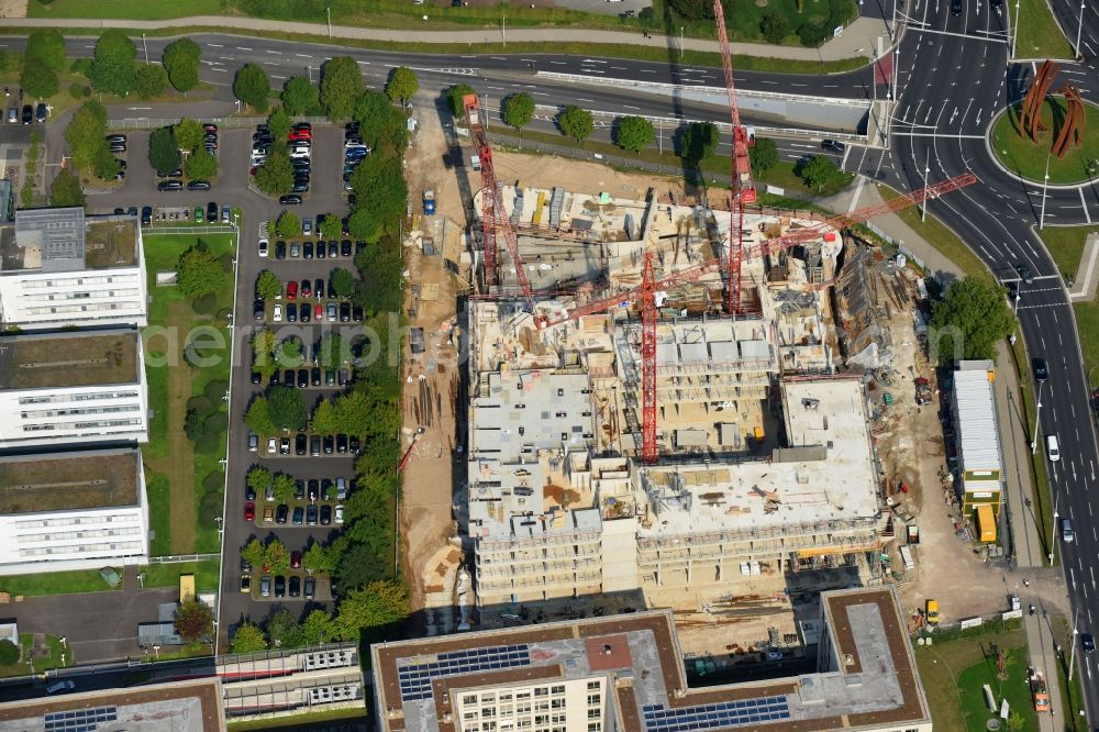 Bonn from above - Construction site to build a new office and commercial building GIZ-Campus on Friedrich-Ebert-Allee in Bonn in the state North Rhine-Westphalia, Germany