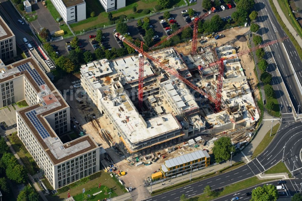 Bonn from the bird's eye view: Construction site to build a new office and commercial building GIZ-Campus on Friedrich-Ebert-Allee in Bonn in the state North Rhine-Westphalia, Germany