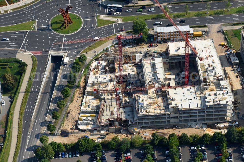 Aerial photograph Bonn - Construction site to build a new office and commercial building GIZ-Campus on Friedrich-Ebert-Allee in Bonn in the state North Rhine-Westphalia, Germany