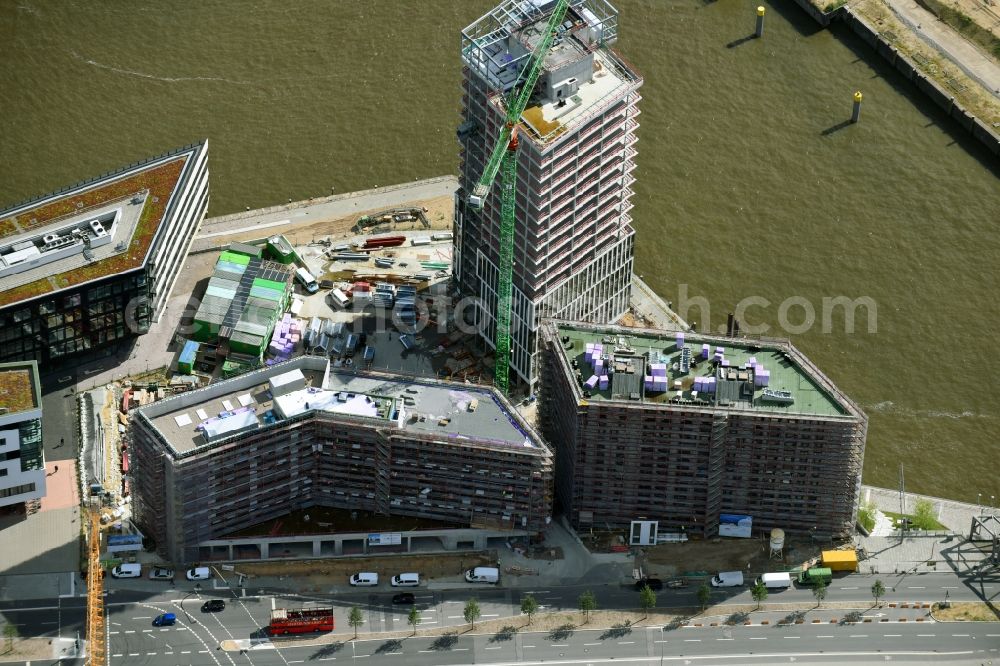 Aerial image Hamburg - Construction site to build a new office and commercial building Intelligent Quarters in of Hafen City in Hamburg, Germany