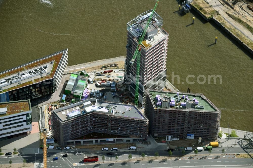 Aerial photograph Hamburg - Construction site to build a new office and commercial building Intelligent Quarters in of Hafen City in Hamburg, Germany