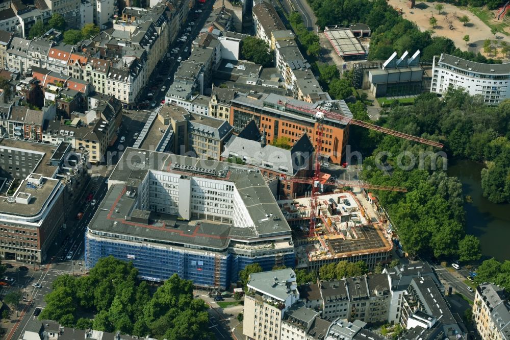 Köln from the bird's eye view: Construction site to build a new office and commercial building Kaiserhof on Erftstrasse in the district Innenstadt in Cologne in the state North Rhine-Westphalia, Germany