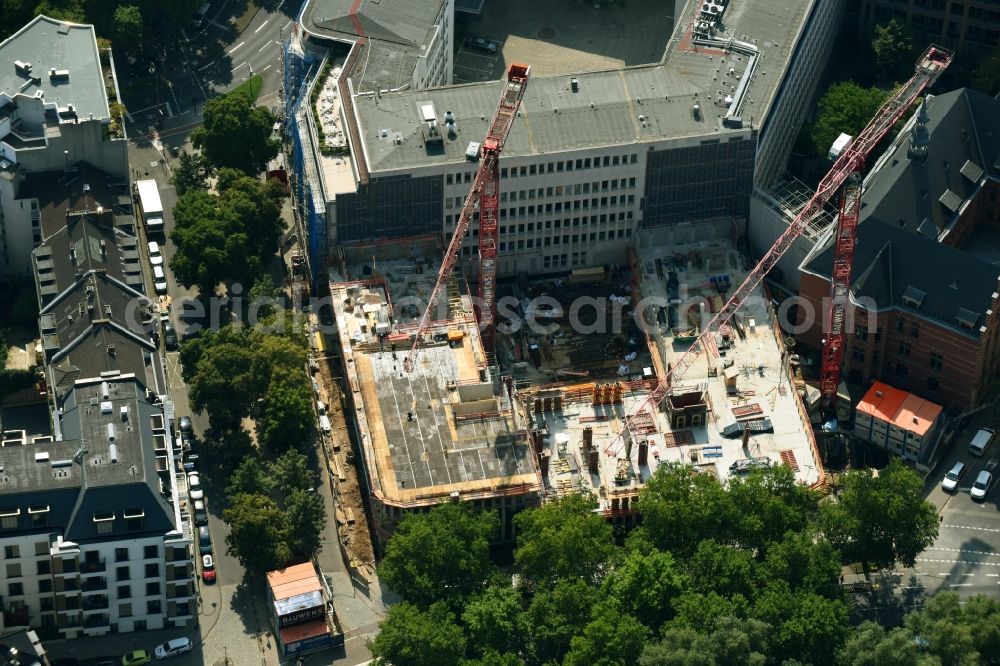 Köln from above - Construction site to build a new office and commercial building Kaiserhof on Erftstrasse in the district Innenstadt in Cologne in the state North Rhine-Westphalia, Germany